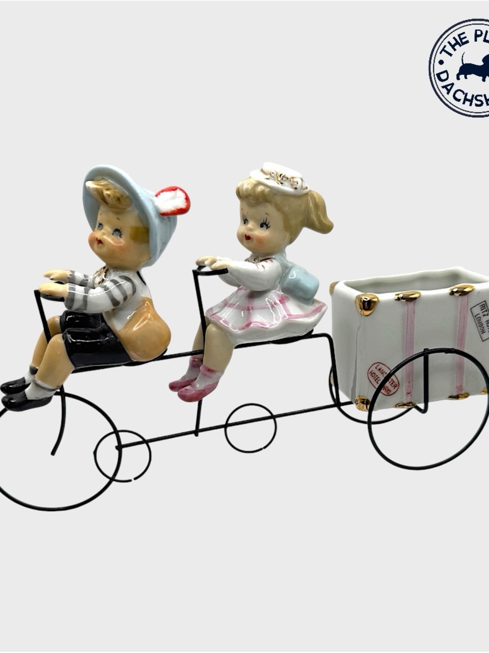 Vintage Rare Relco Boy and Girl on Metal Bicycle